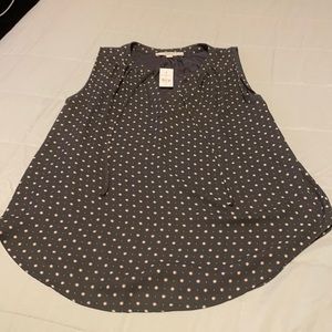 LOFT Gray and Pink V-Neck Blouse Shell- NWT